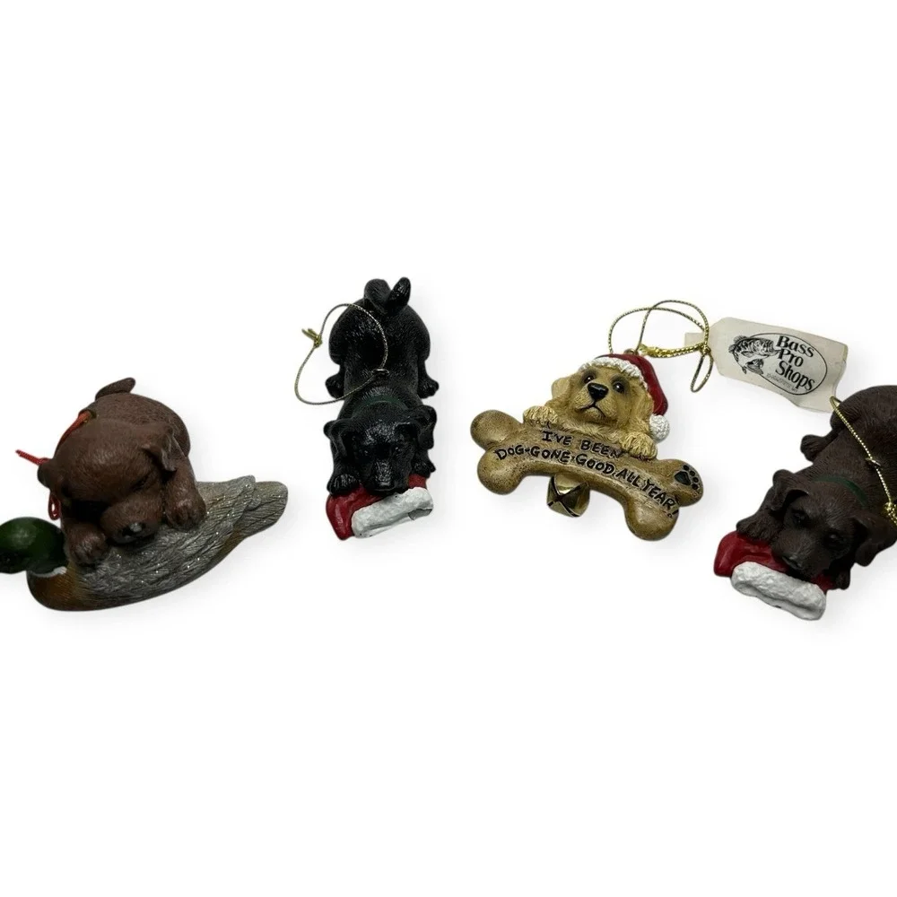Vintage Dog Christmas‎ Ornament Lot - Includes Bass Pro Ornament